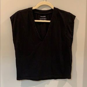 Frame black vneck tee. Size medium.